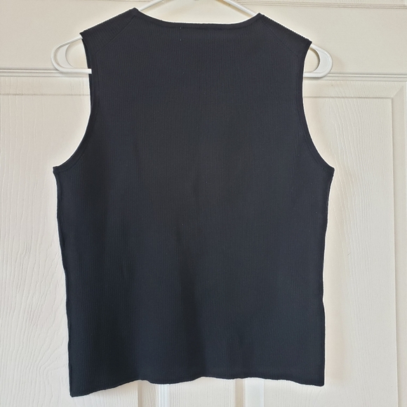 Oliver Perry Black Silk Cotton Blend Ribbed Semi Cropped Tank. Size L - Picture 5 of 7